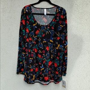 LuLaRoe Long sleeve mini dress. Black floral with birds